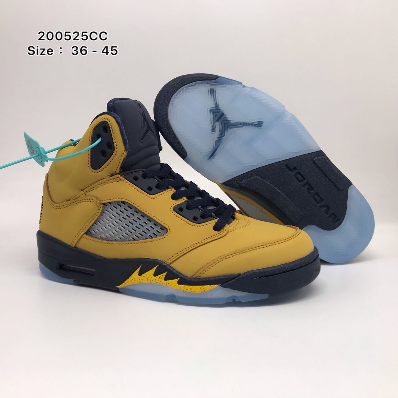 New Air Jordan 5 Michkgan Yellow Navy Blue Shoes